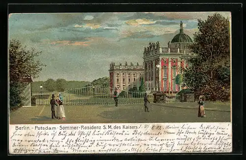 AK Potsdam, Schloss Sanssouci vom Eingang gesehen