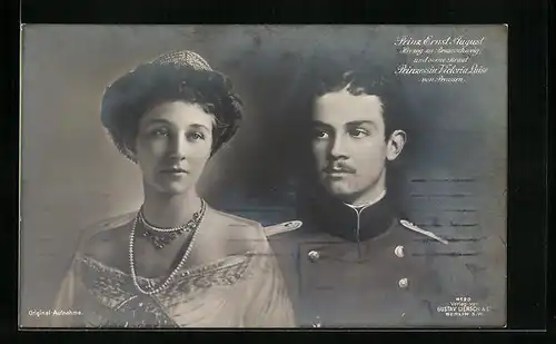 AK Prinz Ernst August und Prinzessin Victoria Luise im Portrait