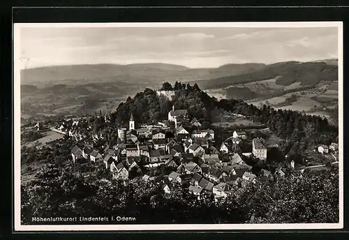 AK Lindenfels i. Odenwald, Fliegeraufnahme der gesamten Stadt