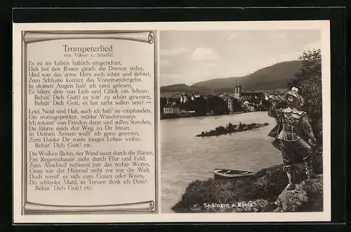 AK Säckingen am Rhein, der Trompeter und sein Lied, Ortspanorama