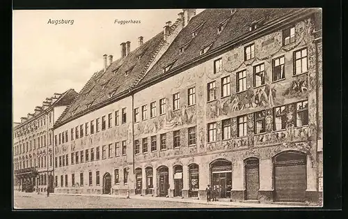 AK Augsburg, vor dem Fuggerhaus