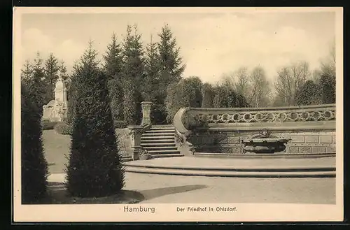 AK Hamburg, der Friedhof in Ohlsdorf