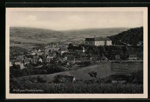 AK Niederstetten, Gesamtansicht mit dem Schloss über dem Ort