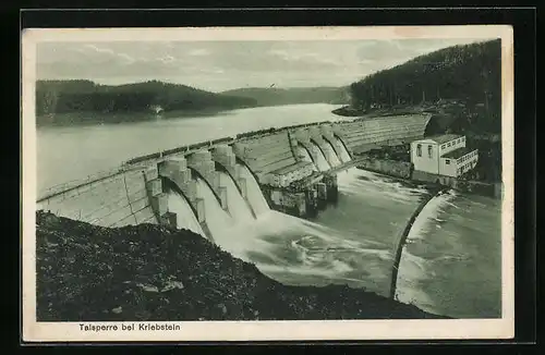 AK Kriebstein, die Staumauer der Talsperre