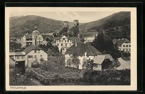 AK Frauenalb, Ortsansicht mit der Kirche