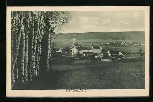AK Wettenhausen, Blick vom Waldrand auf das Kloster