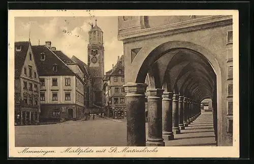 AK Memmingen, Marktplatz mit St. Martinskirche