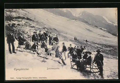 AK Eigergletscher, Menschen auf einer Schlittenpartie