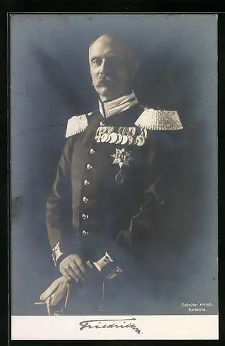 AK Grossherzog von Baden, in Uniform mit Orden behangen