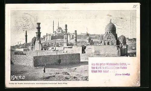 AK Kairo, Blick auf die Stadt und die Moschee