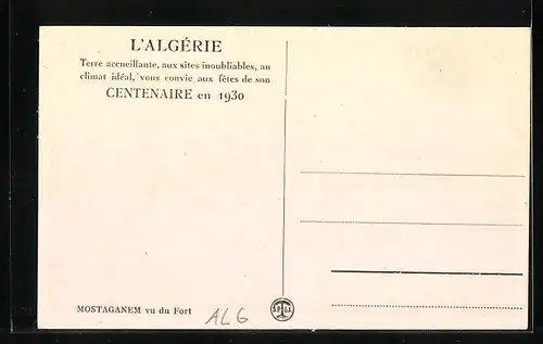 AK Mostaganem, Vu du Fort