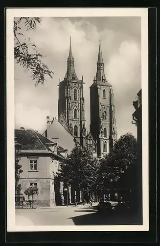 AK Breslau, Blick auf die Türme des Doms
