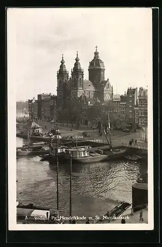 AK Amsterdam, Pr. Hendrikkade m. St. Nicolaaskerk