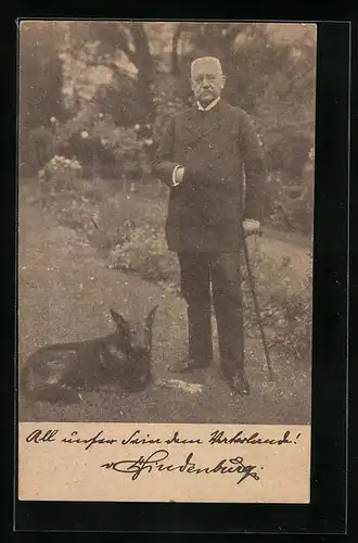 AK Paul von Hindenburg mit seinem Hund