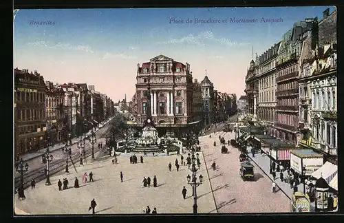 AK Anspach, Place de Brouckere et Tramway