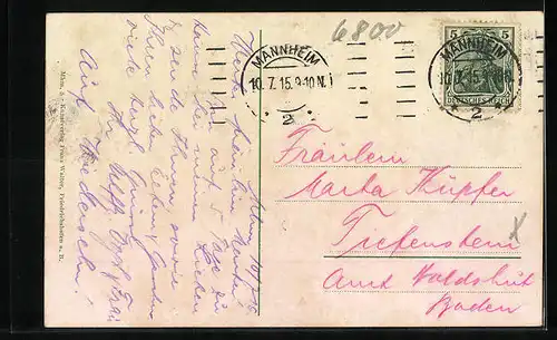 AK Mannheim, Strassenbahnen in der Heidelberger Strasse