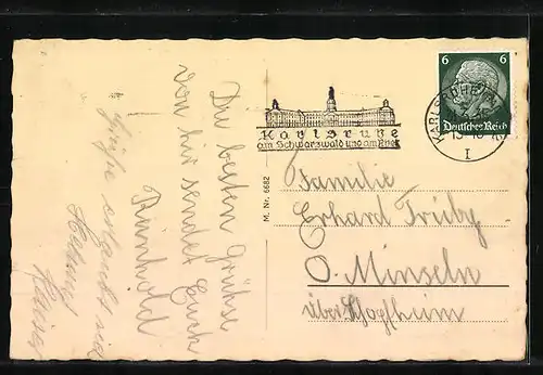 AK Karlsruhe, Strassenbahn vor dem Hauptbahnhof