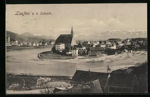 AK Laufen a. d. Salzach, Panorama mit Kirche
