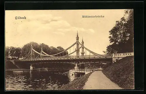 AK Lübeck, Blick zur Mühlentorbrücke