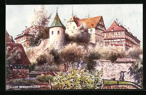 Künstler-AK Charles F. Flower: Bebenhausen, Partie am Schloss