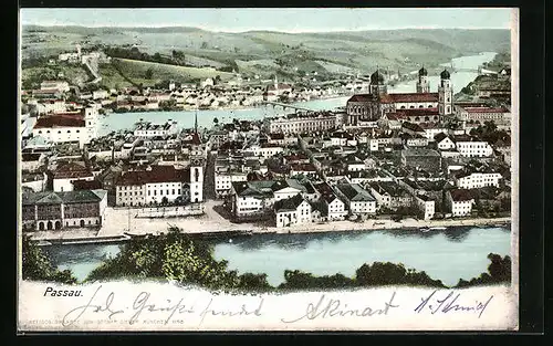 AK Passau, Panoramablick aus der Vogelschau