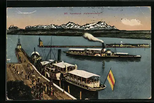 AK Konstanz / Bodensee, Hafeneinfahrt