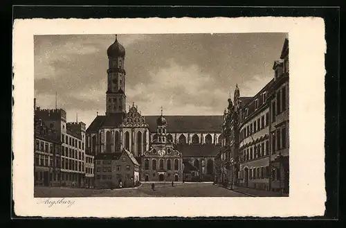 AK Augsburg, Markt mit St. Ulrich-Kirche