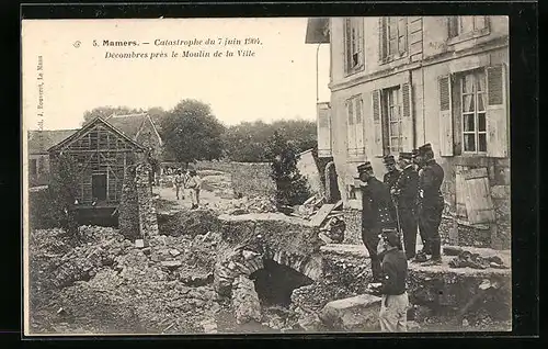 AK Mamers, Catastrophe 1904, Decombres pres le Mpulin de la Ville, Hochwasser
