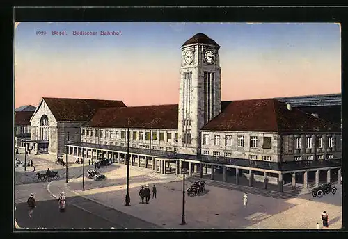 AK Basel, Blick zum Badischen Bahnhof