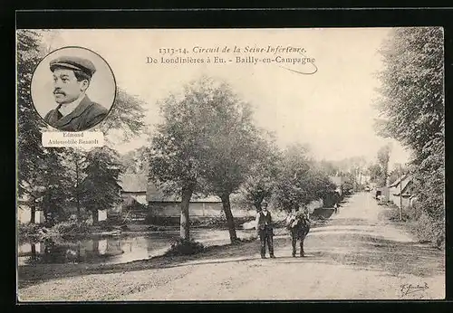 AK Eu, Circuit de la Seine-Inférieure, De Londinières, Portrait Edmond Automobile Renault