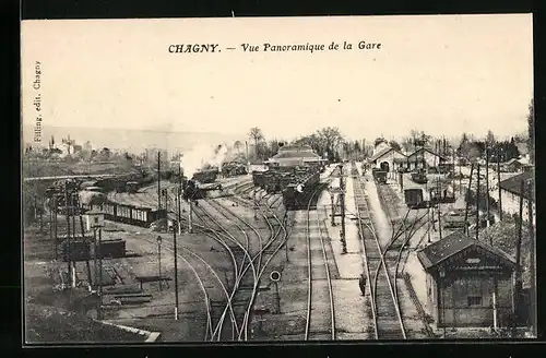 AK Chagny, Vue Panroamique de la Gare, Bahnhof