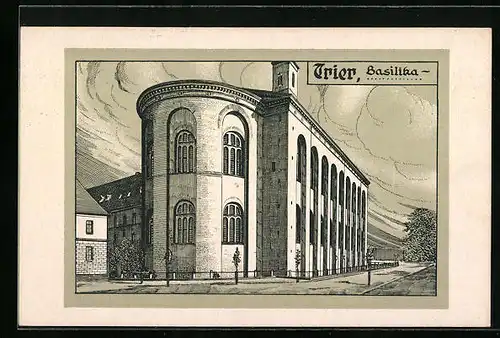 Künstler-AK Trier, Partie mit Basilika