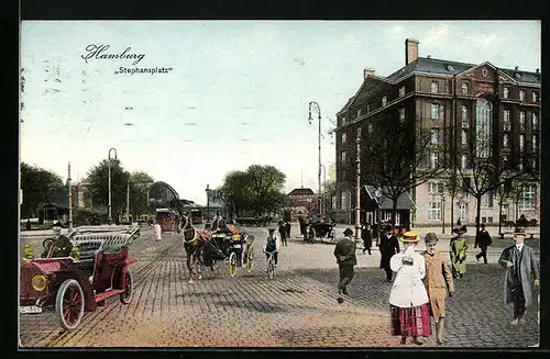 AK Hamburg-Neustadt, Passanten am Stephansplatz