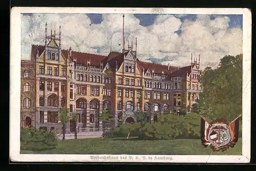 Künstler-AK Hamburg-Neustadt, Blick zum Verbandshaus