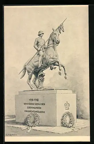 Künstler-AK Karlsruhe, Kriegerdenkmal 1914-1918