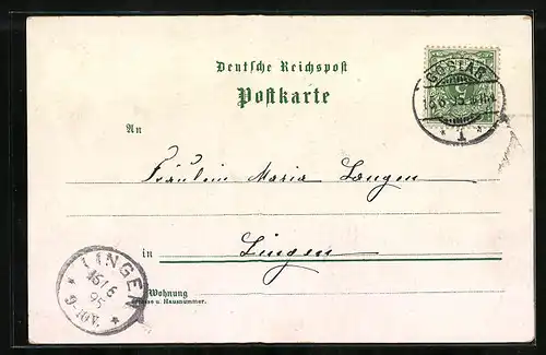 Vorläufer-Lithographie Goslar, 1895, Hotel Brusttuch, Gildehaus, Kaiserhaus