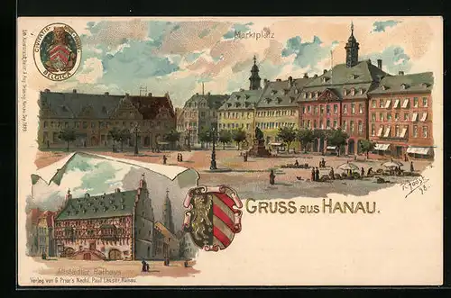 Präge-Lithographie Hanau, Marktplatz, Altstädter Rathaus