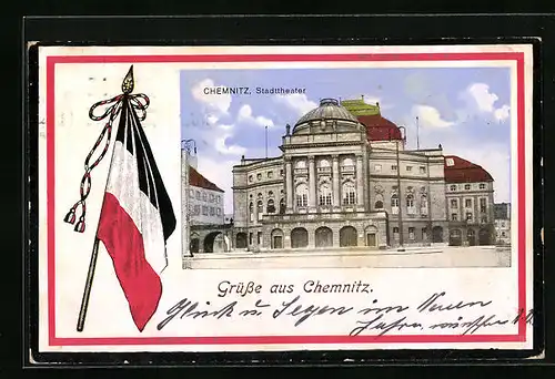 AK Chemnitz, Stadttheater, Fahne