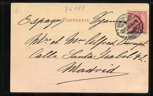 AK Karlsruhe, Kaiserstrasse mit Geschäft