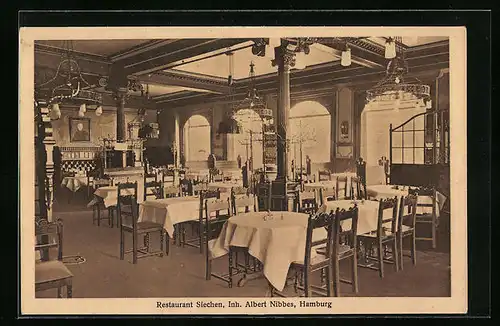 AK Hamburg, Restaurant Siechen, Innenansicht