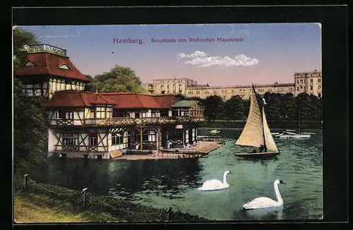 AK Hamburg-Rotherbaum, Bootshaus des Ruderclub Hammonia
