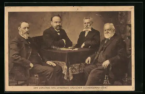 AK Karlsruhe, X. Verbandstag der Buchbindermeister in Baden 1911, Der Vorstand des Verbandes, Buchdruck