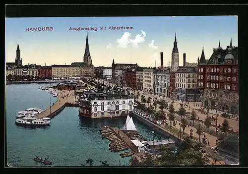 AK Hamburg, Jungfernstieg mit Alsterdamm