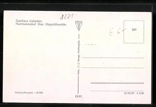 AK Hartmannsdorf, Gasthof und Fleischerei Liebscher