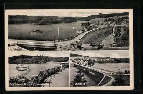 AK Saalburg, Panorama, Sperrmauer und Stausee