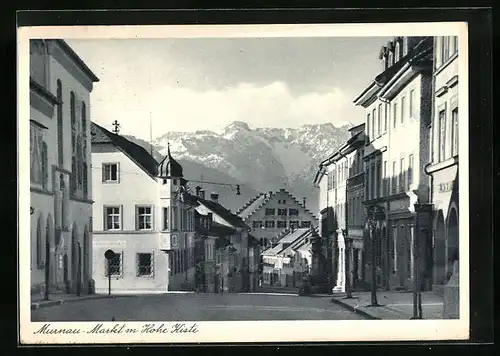 AK Murnau, Markt mit Hohe Kiste