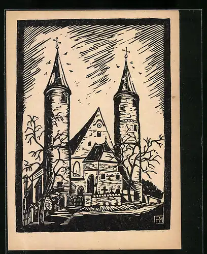 Künstler-AK Landshut i. B., Kirche Heilig-Blut Berg