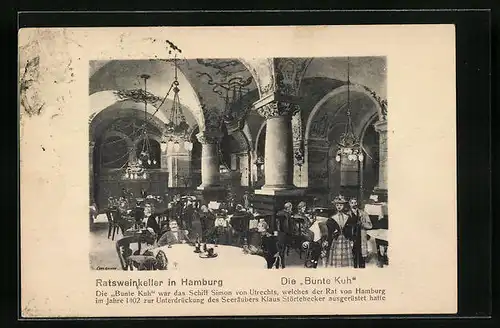 AK Hamburg, die Bunte Kuh im Ratsweinkeller