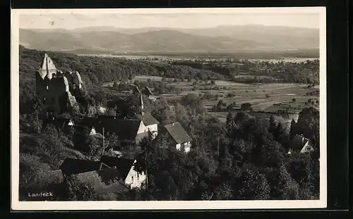 AK Landeck, Blick über die Burgruine auf das Tal