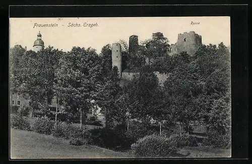 AK Frauenstein i. sächs. Schweiz, Blick zur Burgruine